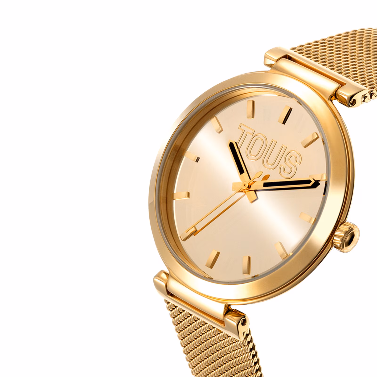 Reloj analógico con esfera dorada y brazalete dorado S-Mesh Mirror