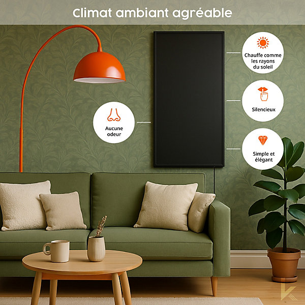 Chauffage infrarouge P-Serie 800W avec SMART-thermostat - Black Edition