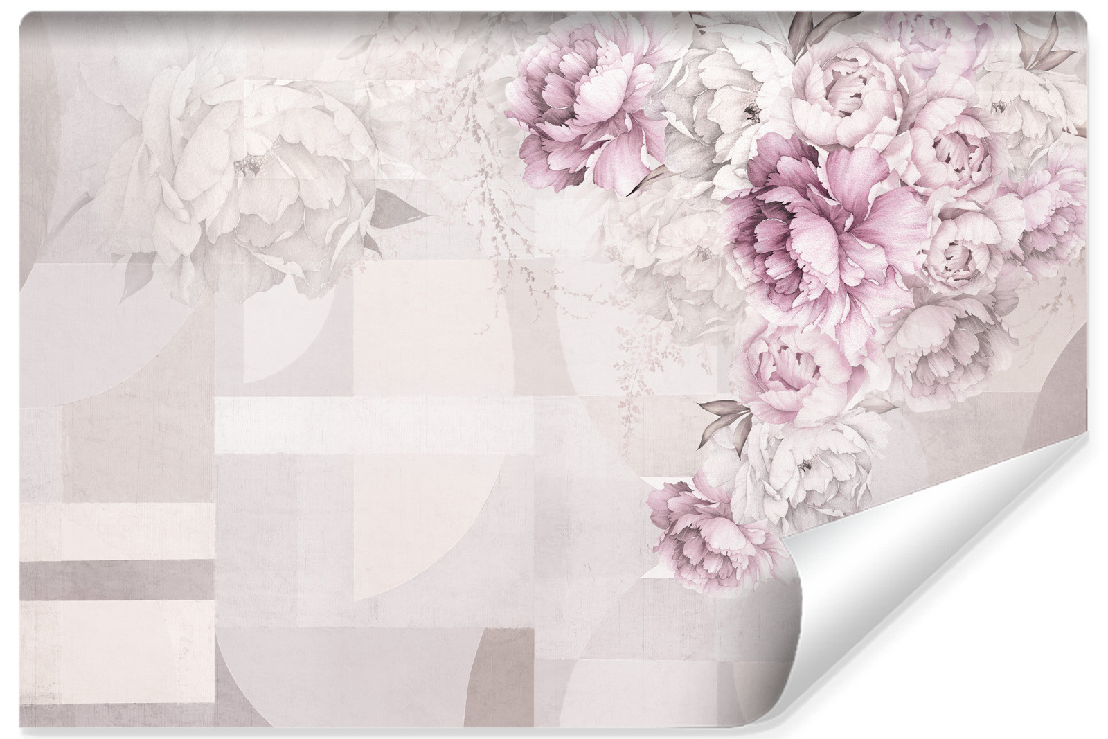 Fototapeta Peonie Na Geometrycznym Tle 90x60cm