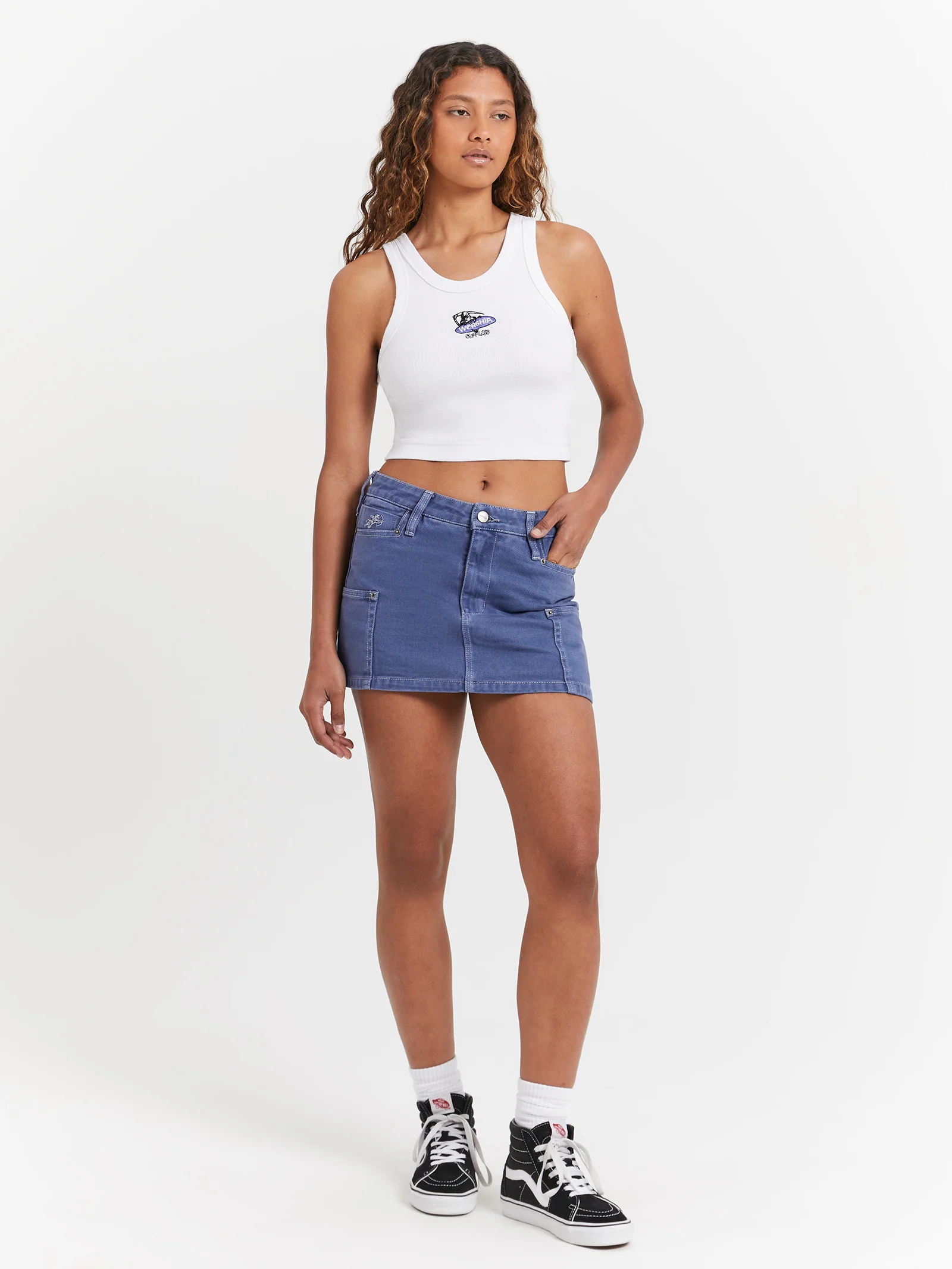 Patches Rivet Mini Skirt