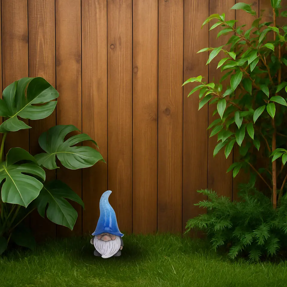 Tuinkabouter gnoom - blauwe muts - polystone - 23 cm