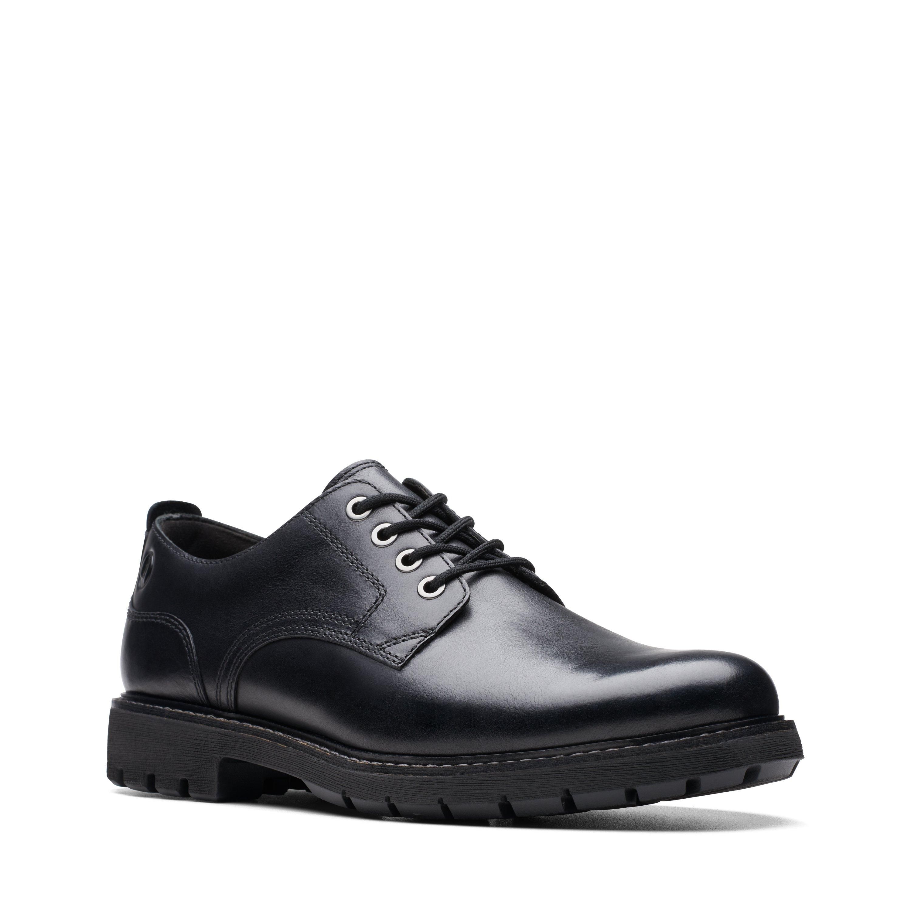 Clarks Batcombe Tie Black Leather Derby Shoes,Lace Up