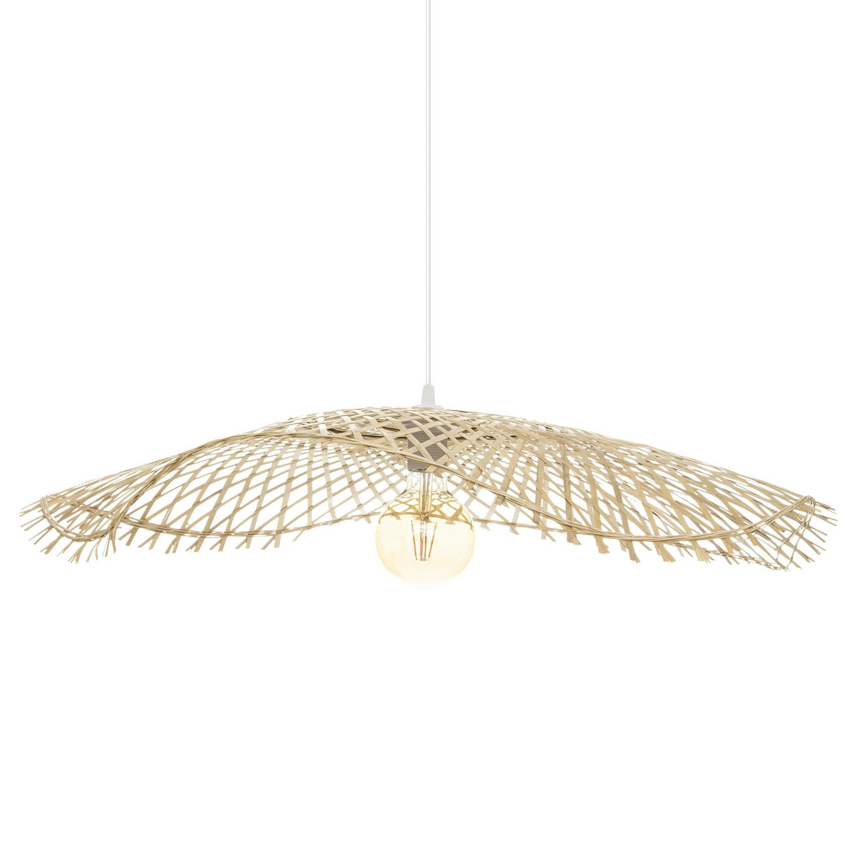 - Suspension au style chapeau de paille bambou naturel Ø 75 cm