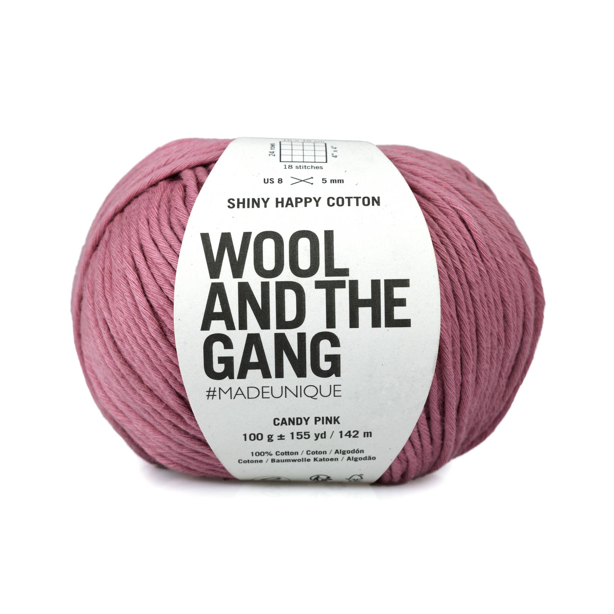Wool and the Gang Candy Pink Shiny Happy Cotton 100g