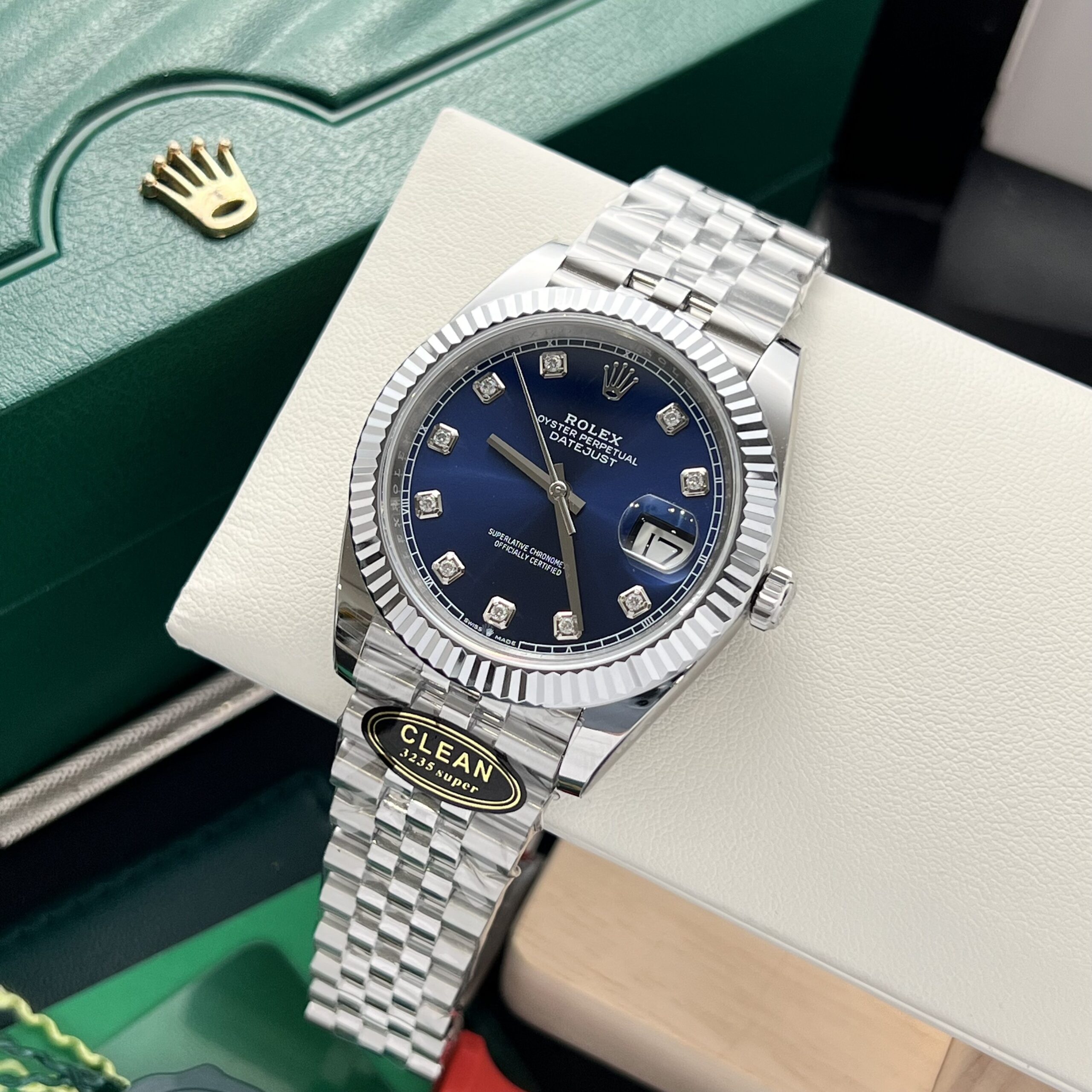 Rolex Datejust 126334 904L Steel Blue Dial CZ Diamonds 41mm Jub Super Clone