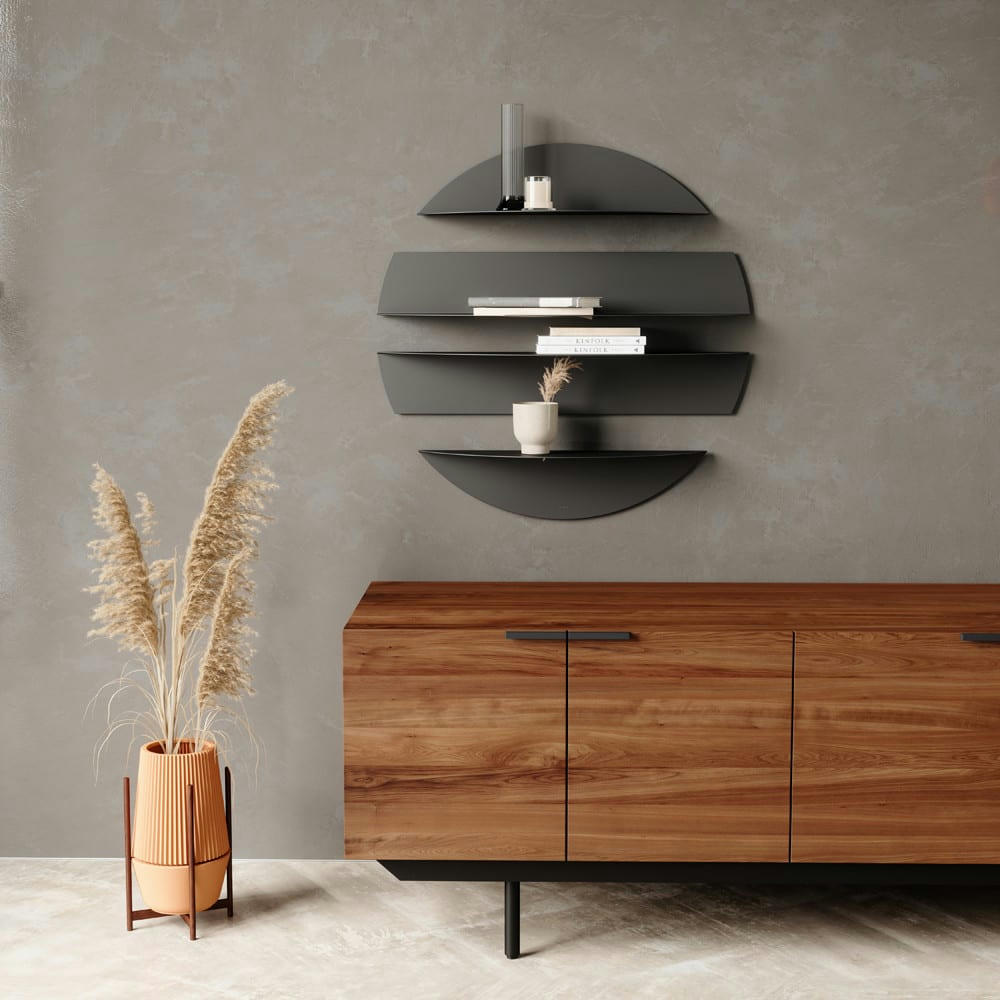 SOLIS - Etagère murale noir diam 76cm