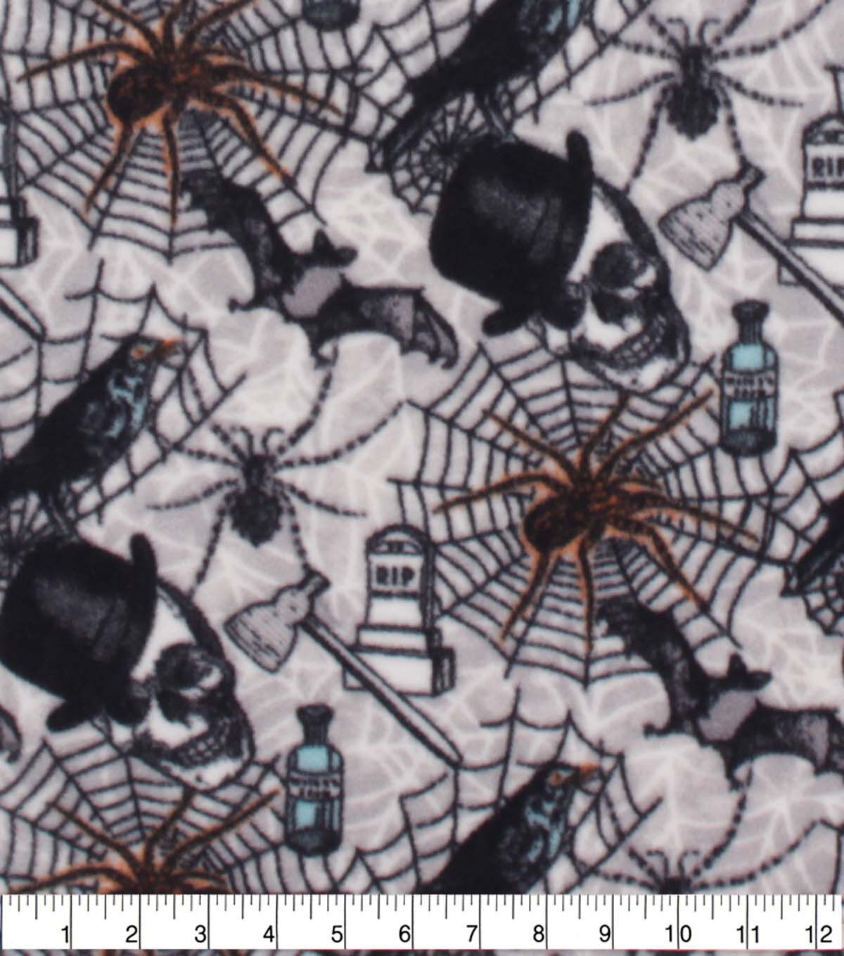 Black Spooky Halloween Anti Pill Fleece Fabric