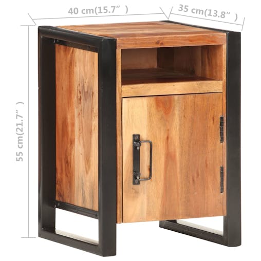 NNEVL Bedside Cabinet 40x35x55cm Solid Wood Acacia in Sheesham Finish