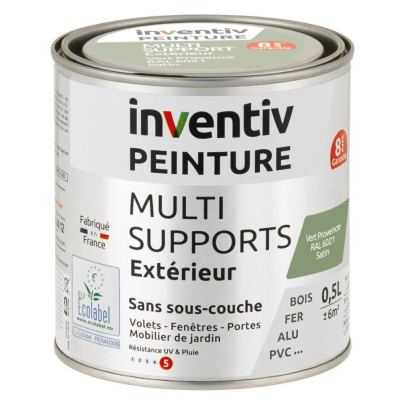 Peinture multi-supports vert Provence satiné 0,5 L INVENTIV