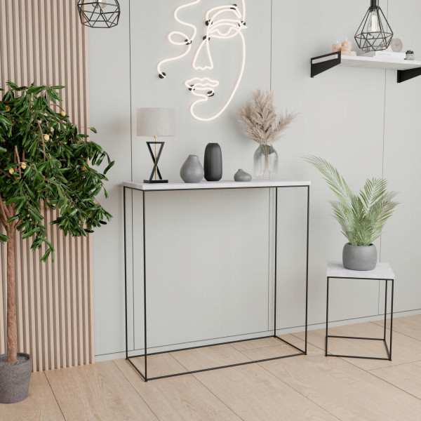 Nowoczesna Konsola Toaletka Przedpokój Loft 80x30x80 Czarna Beton Jasny