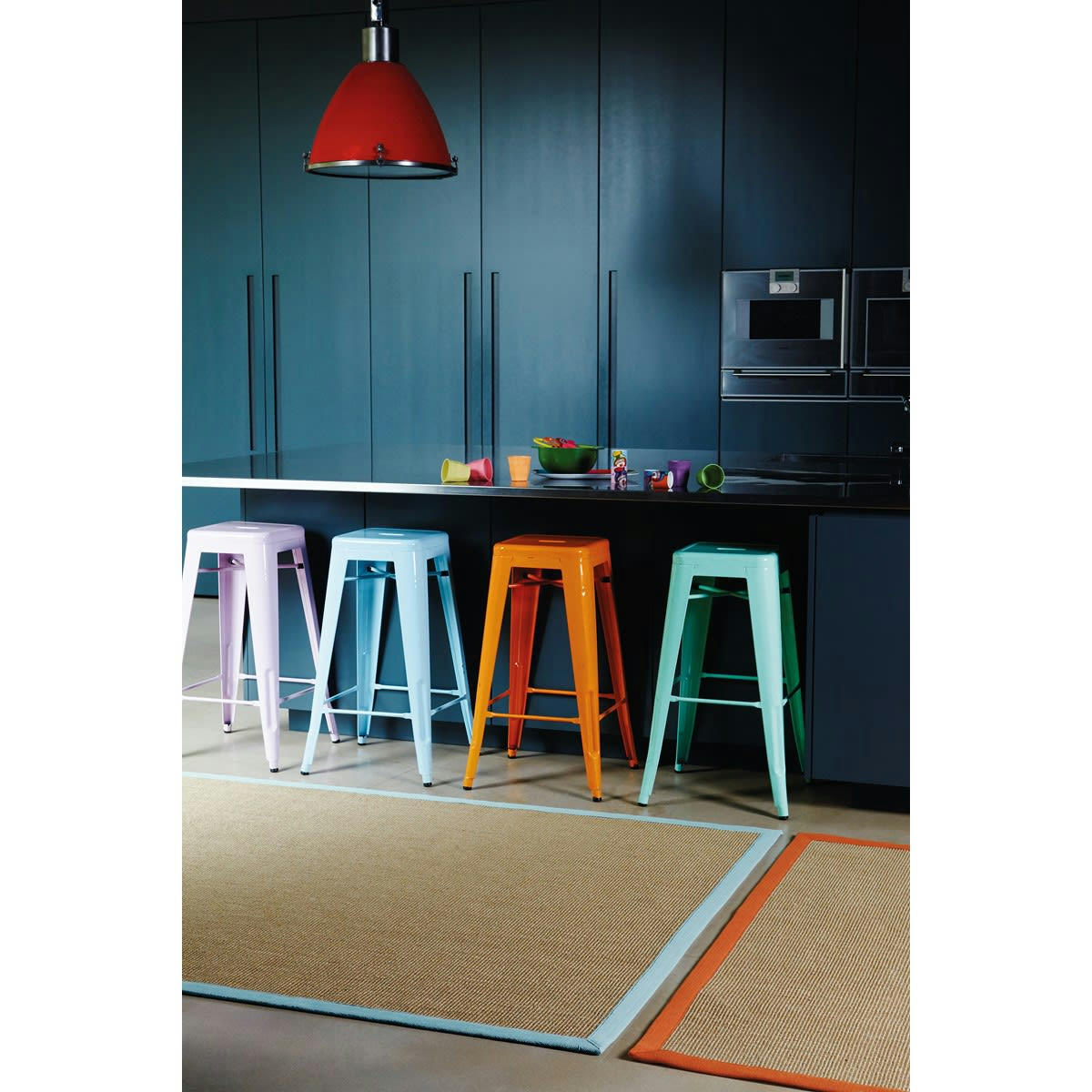 LINDO - Tapis en Fibre végétale Bleu ciel 120x180 cm