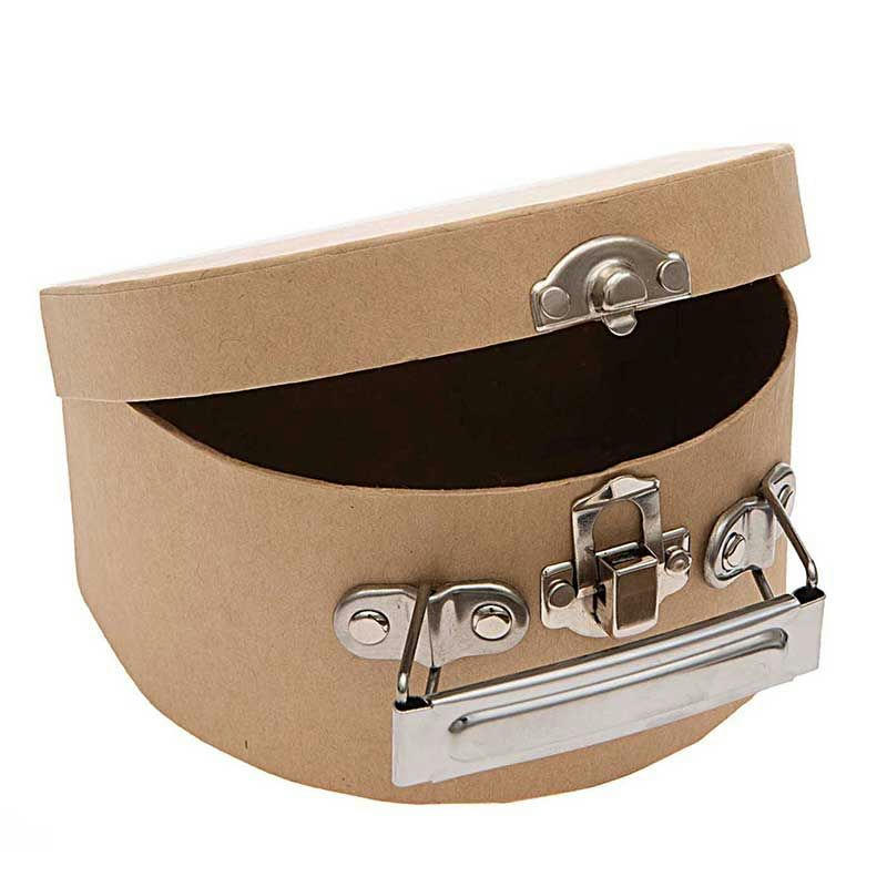 - Valise en carton semi-circulaire à décorer 12x9x6cm