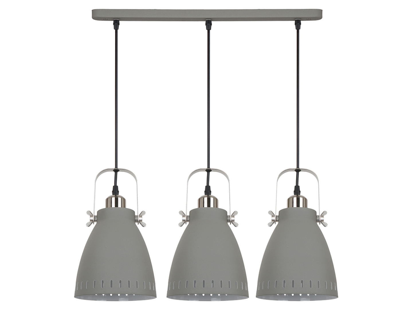 Lampa wisząca Franklin 3-punktowa stalowa szara