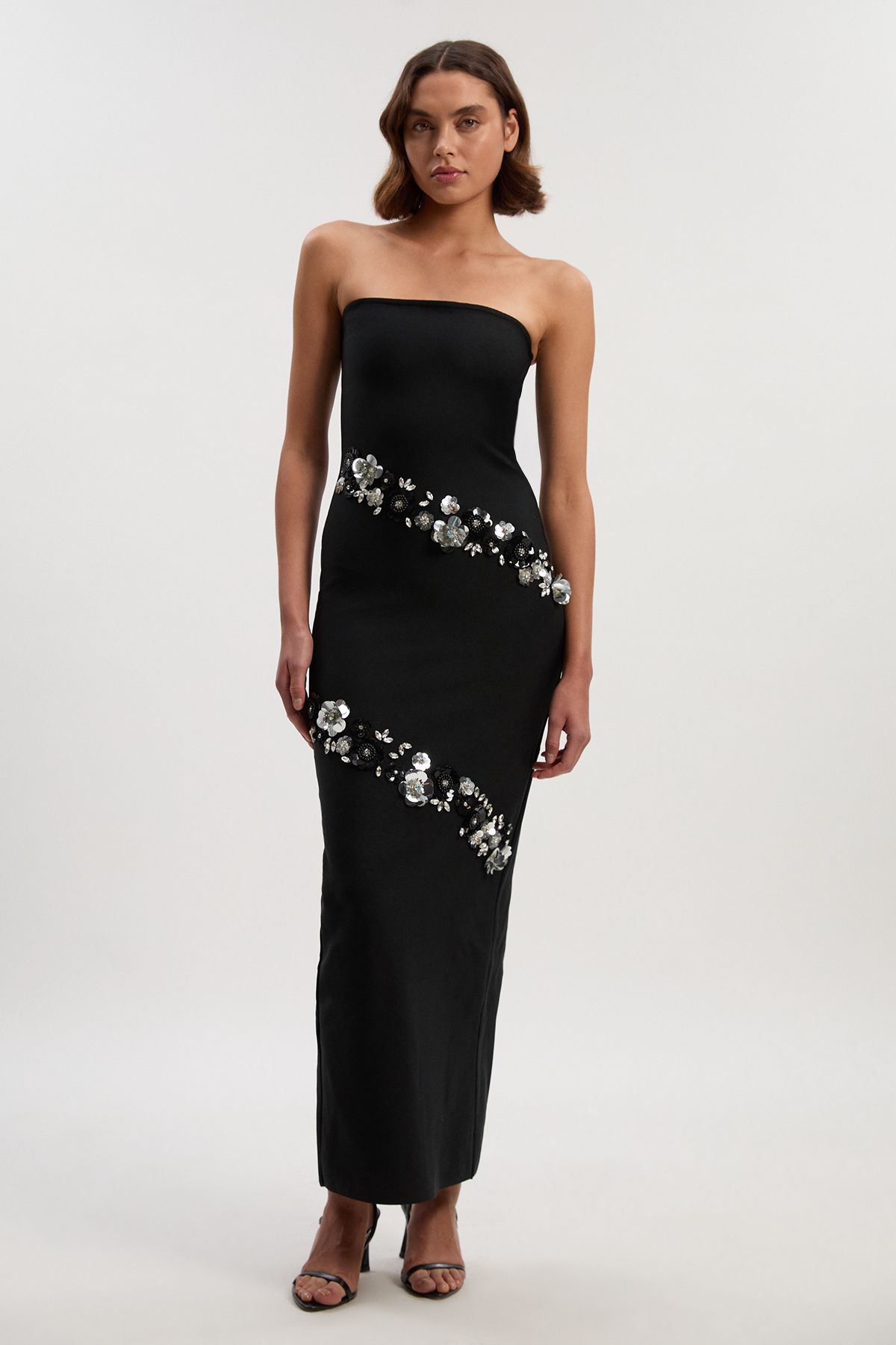 KarenMillen Embellished Figure Form Bandage Bandeau Maxi Dress