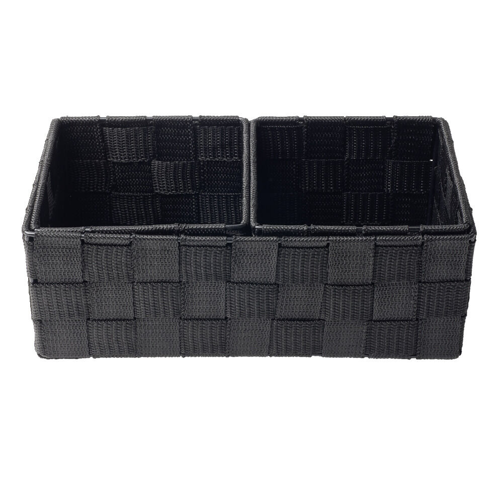 Panière de rangement x3 tissu gris foncé (1 grande et 2 petites)