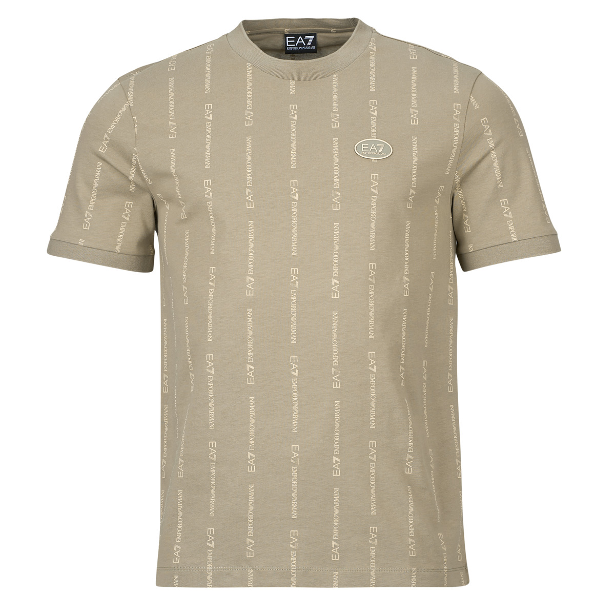 Emporio Armani EA7 - TRAIN GRAPHIC SERIES TEE SS MONOGRAM PRINTED - Beige / Taupe