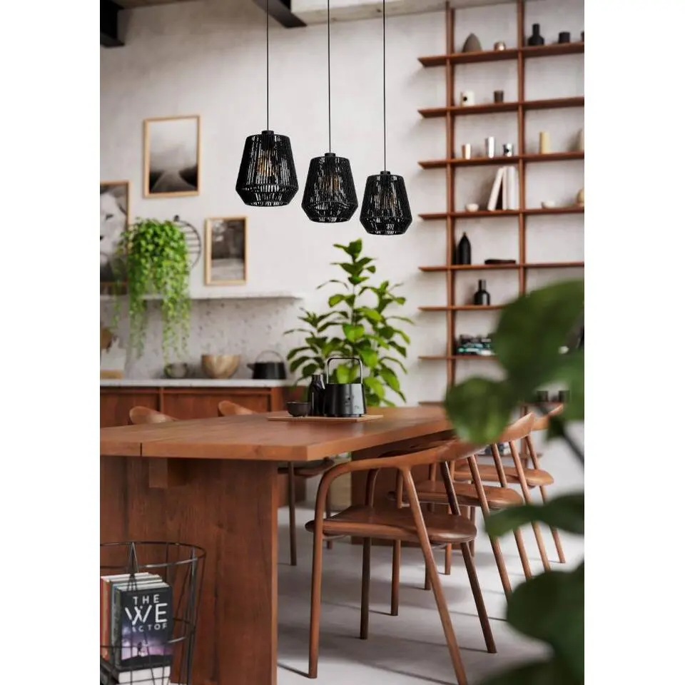 EGLO Persley Hanglamp - E27 - Papier/Staal - Zwart