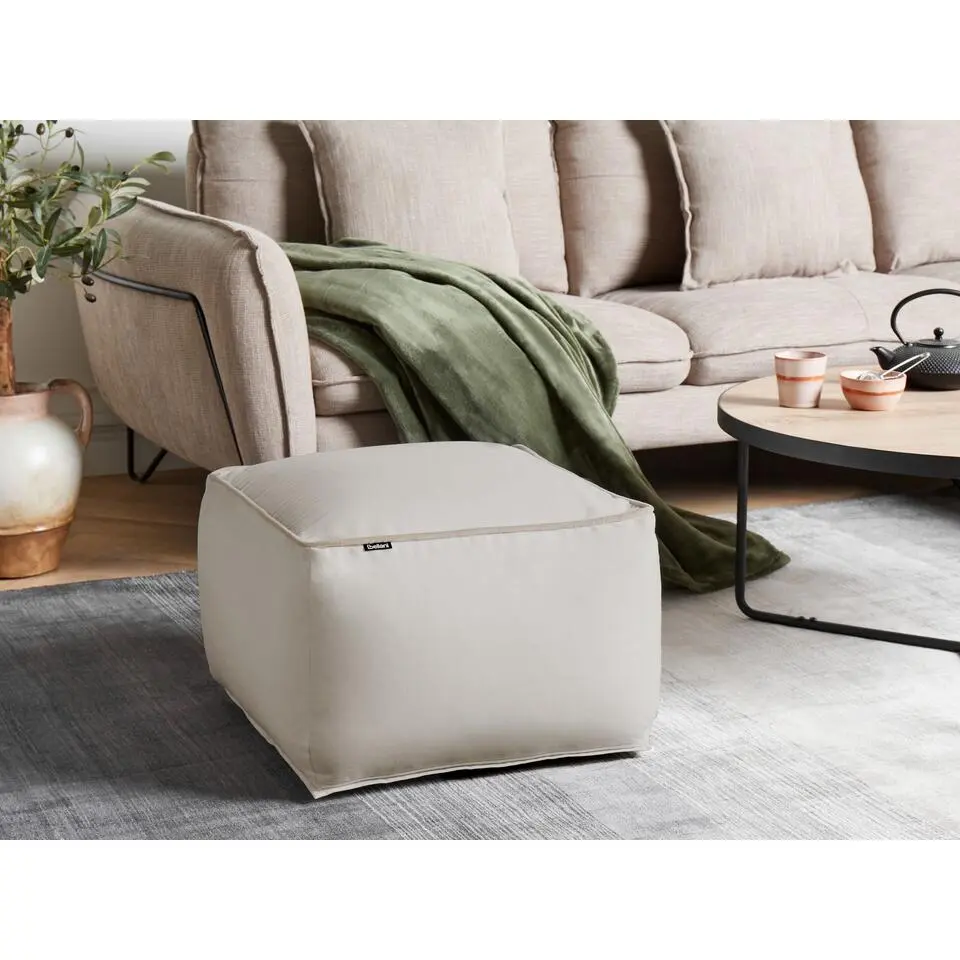DAREYN - Poef - Lichtbeige - Fluweel