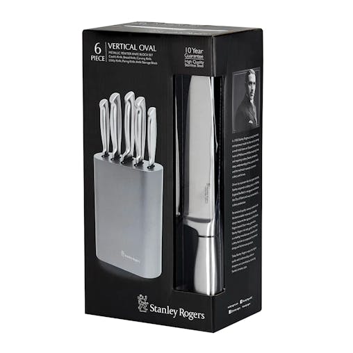 Stanley Rogers 6pc Oval Metallic Pewter Knife Block 6 Piece