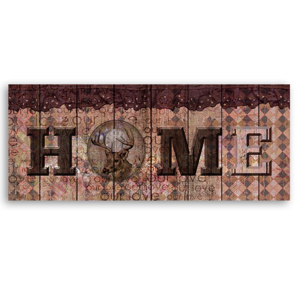 Feeby Obraz na płótnie, Napis Home retro 90x30