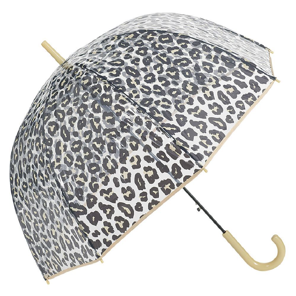 Parapluie canne transparent imprimé léopard