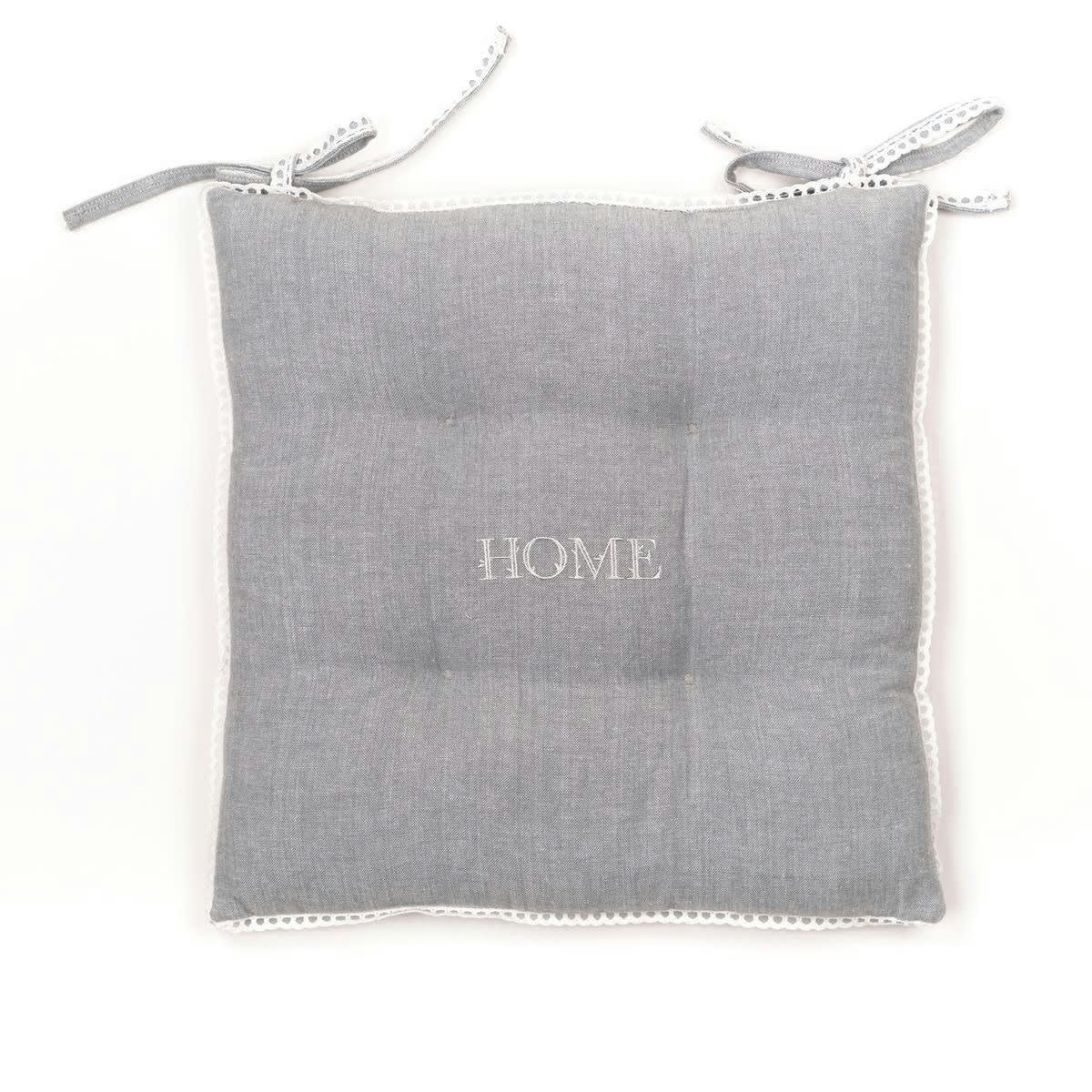 CHARME - Assise matelassée en coton gris 40x40