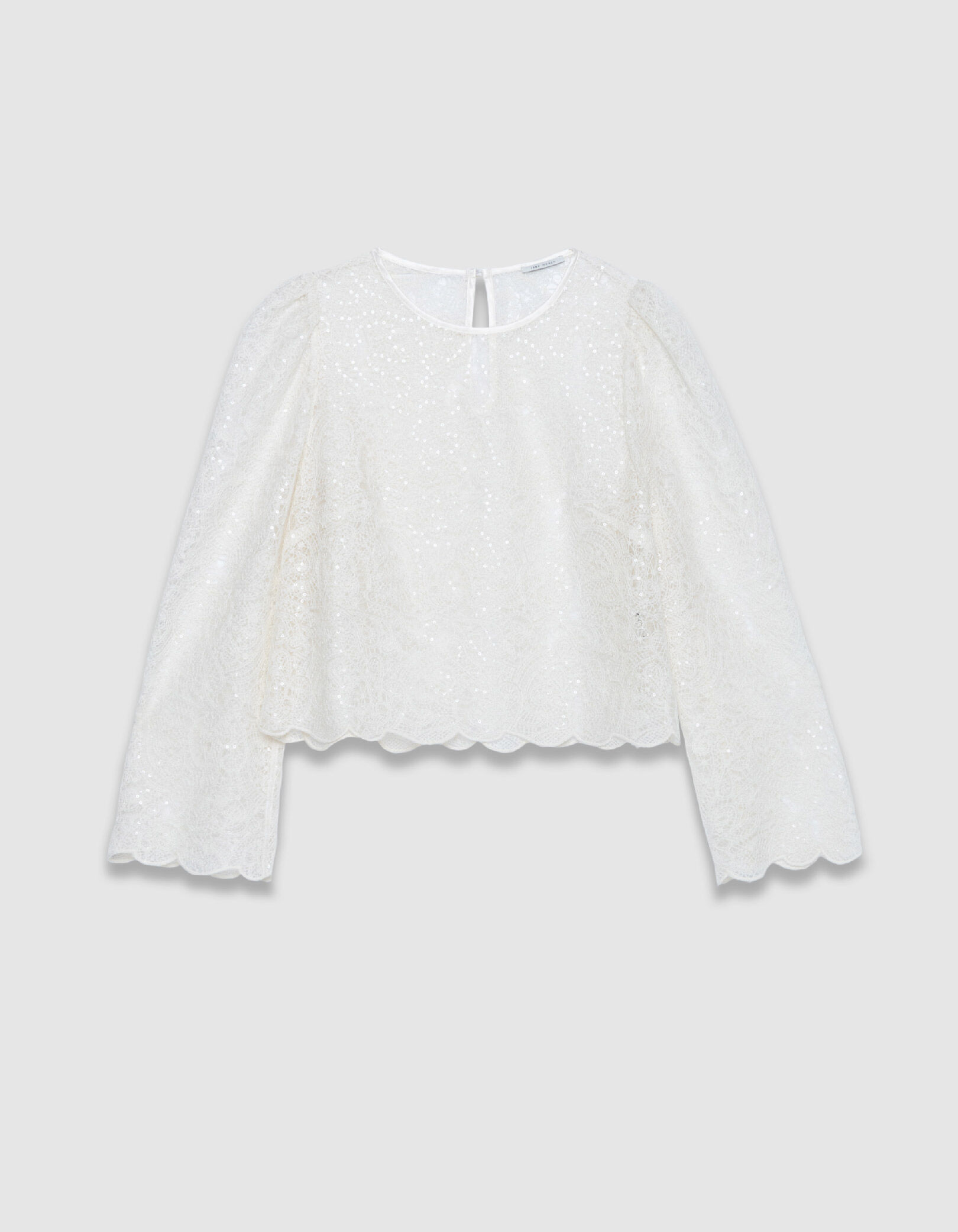 Blouse courte blanche en dentelle Femme