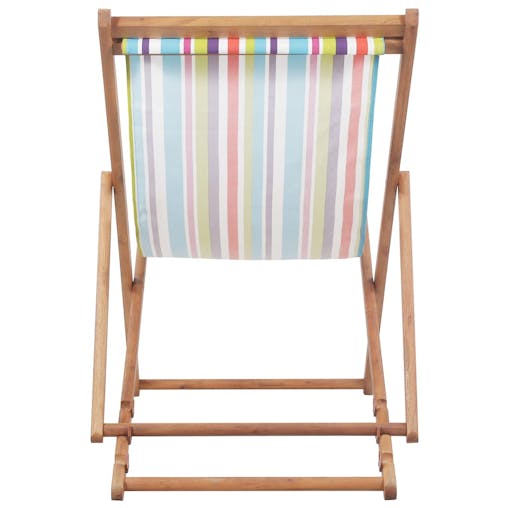 NNEVL Folding Beach Chair Fabric and Wooden Frame Multicolour