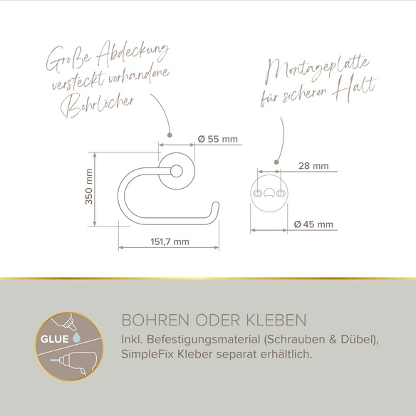 Toilettenpapierhalter »VIDA«, Chrom, Montageart: Kleben oder Bohren
