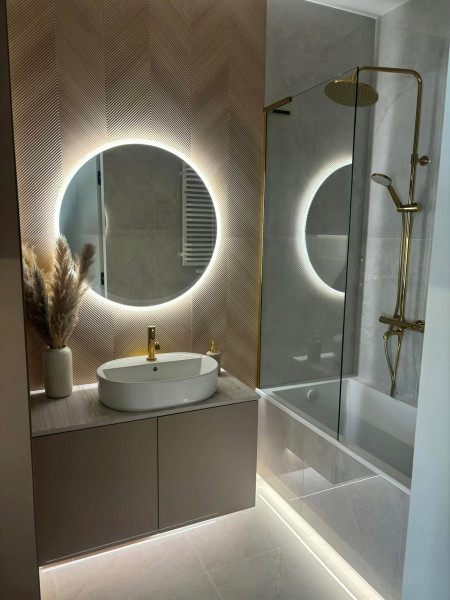 Lustro 50 cm okrągłe led podświetlane   wodoodporne ledy cob 480 diod/m