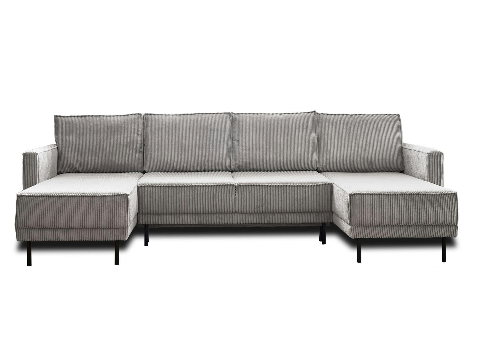 CHARLIE - Canapé panoramique 7 places angle réversible en velours côtelé gris