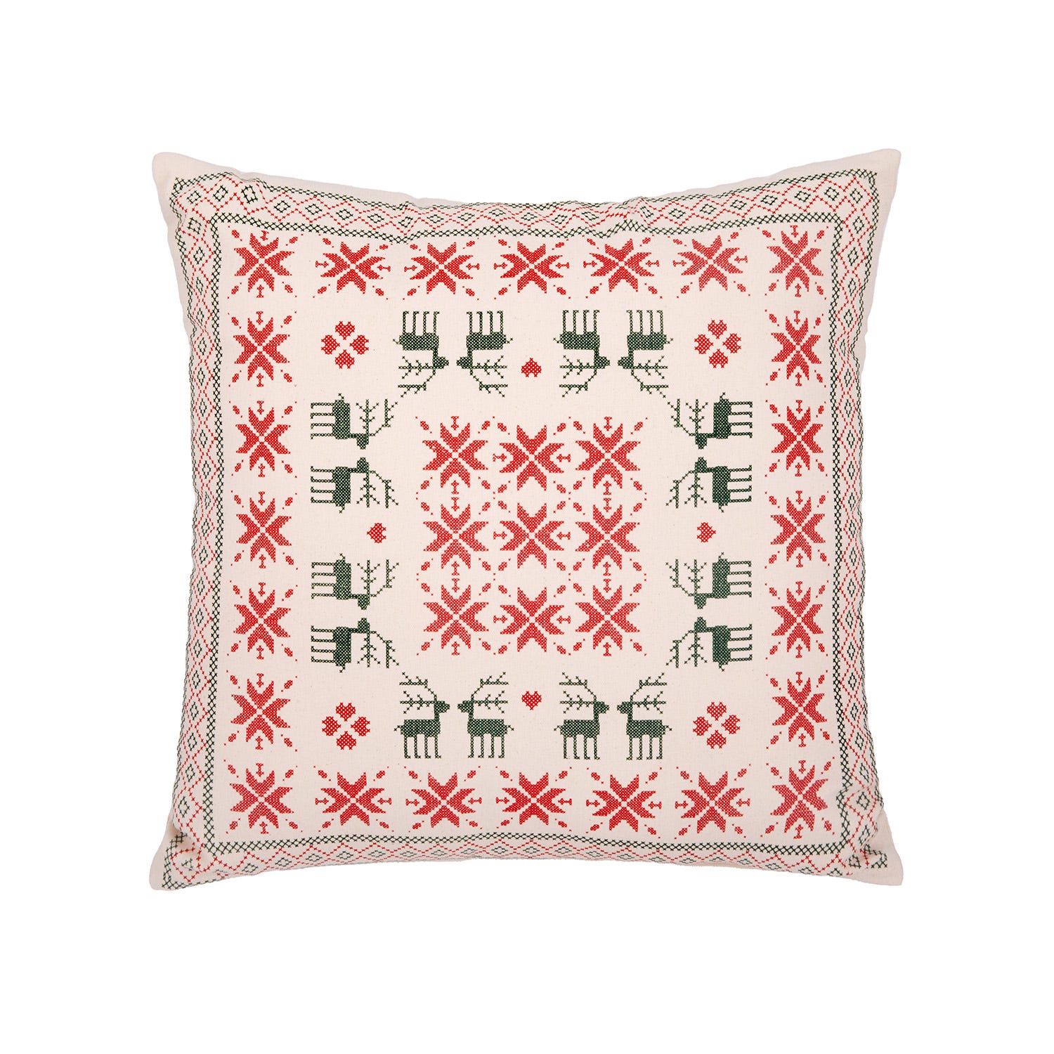 Cuscino divano 45x45 cm bianco renne