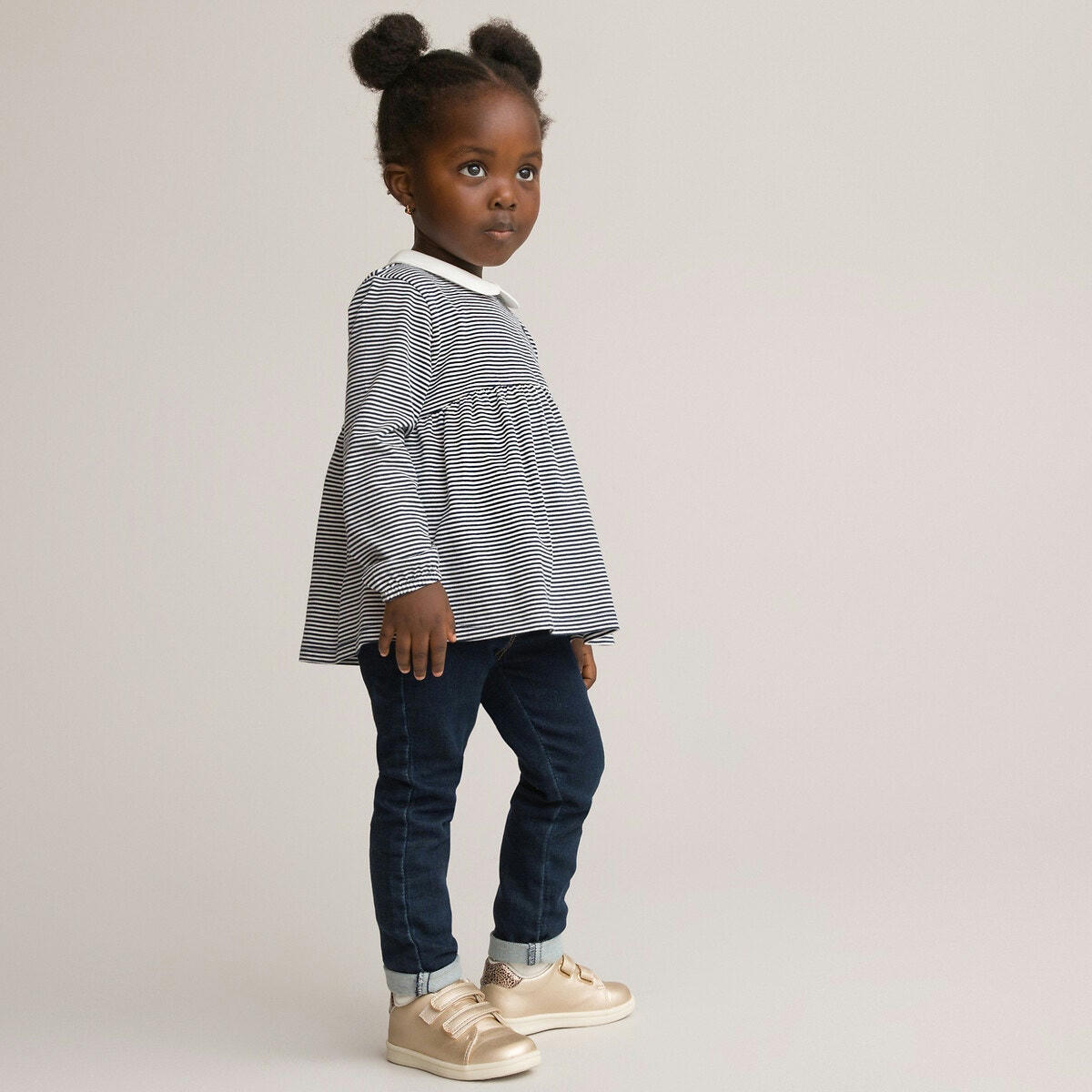 Lot de 2 T-shirts manches longues, col claudine
