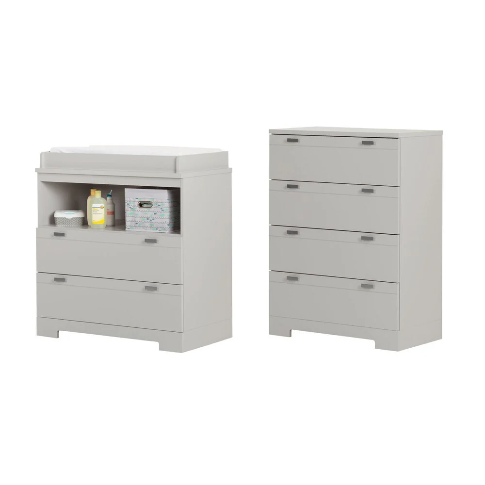South Shore Reevo Changing Table and 4-Drawer Chest Set