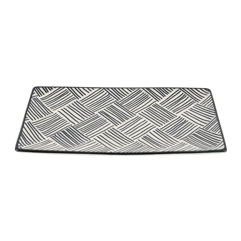 Tapas bord Sevilla - zwarte streepjes - 21.5x12 cm