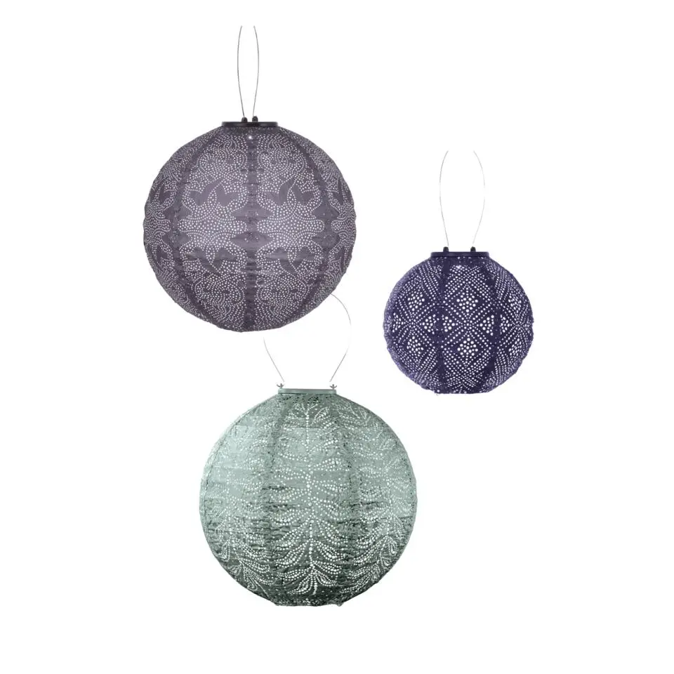 Lumiz Lampion op zonne energie - Solar tuinverlichting - Rond Set - 3 stuks