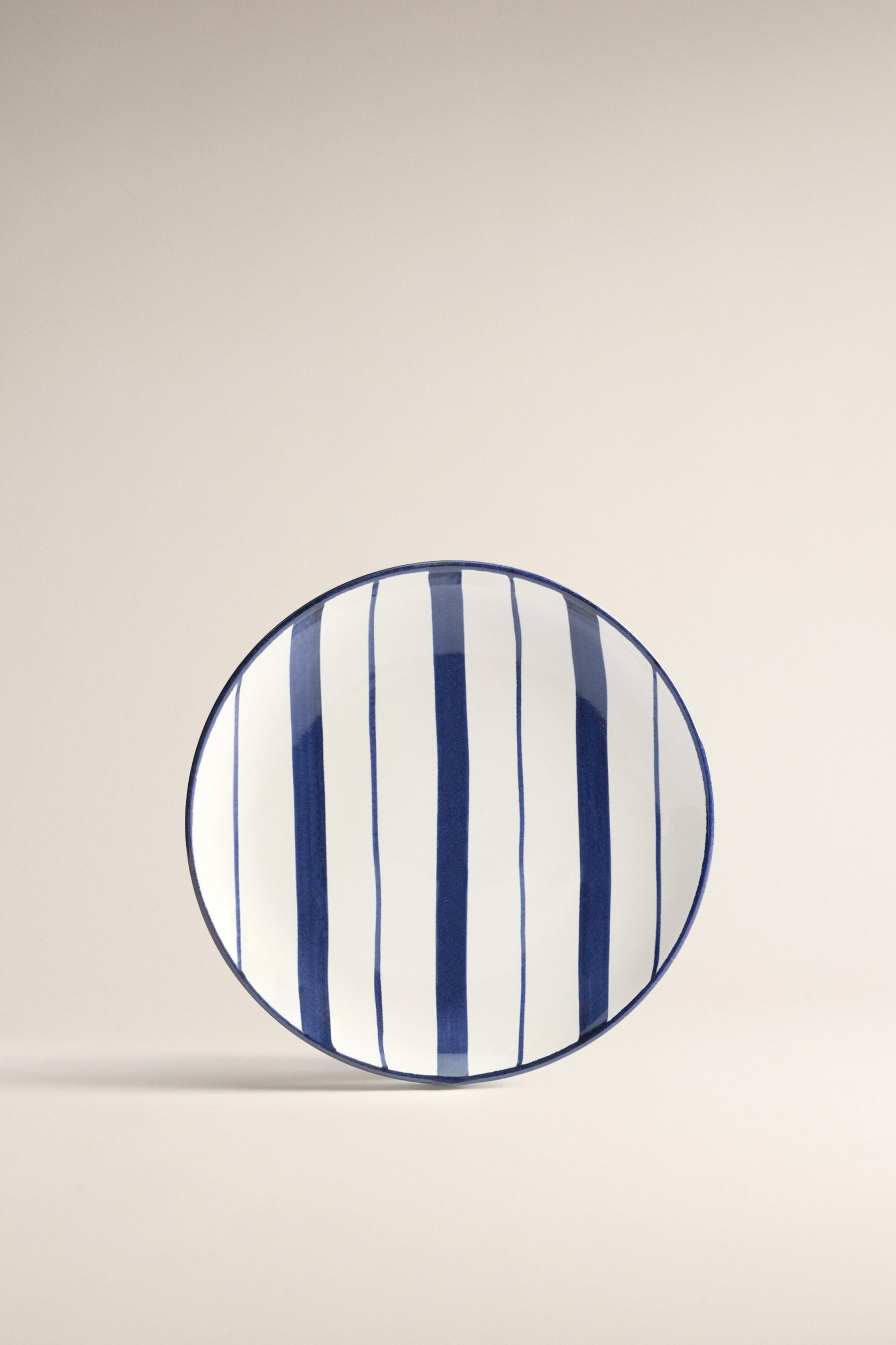 Plato postre rayas azules 22,5 cm