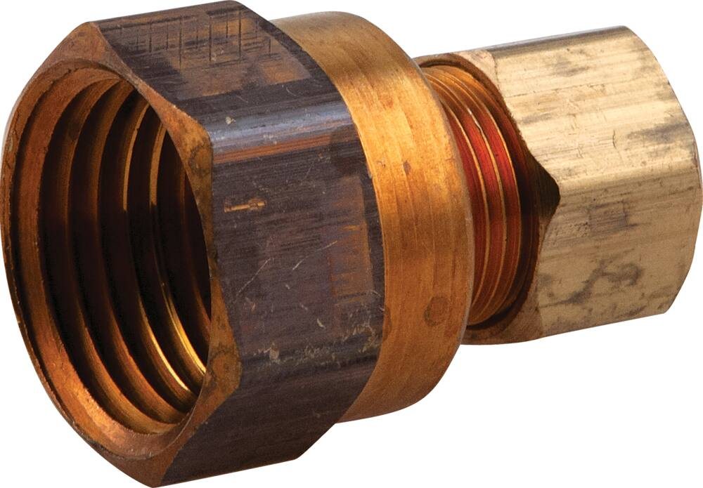 PlumbShop Brass Compression Fitting, 3/8-in OD x 1/2-in FIP, 1-pk