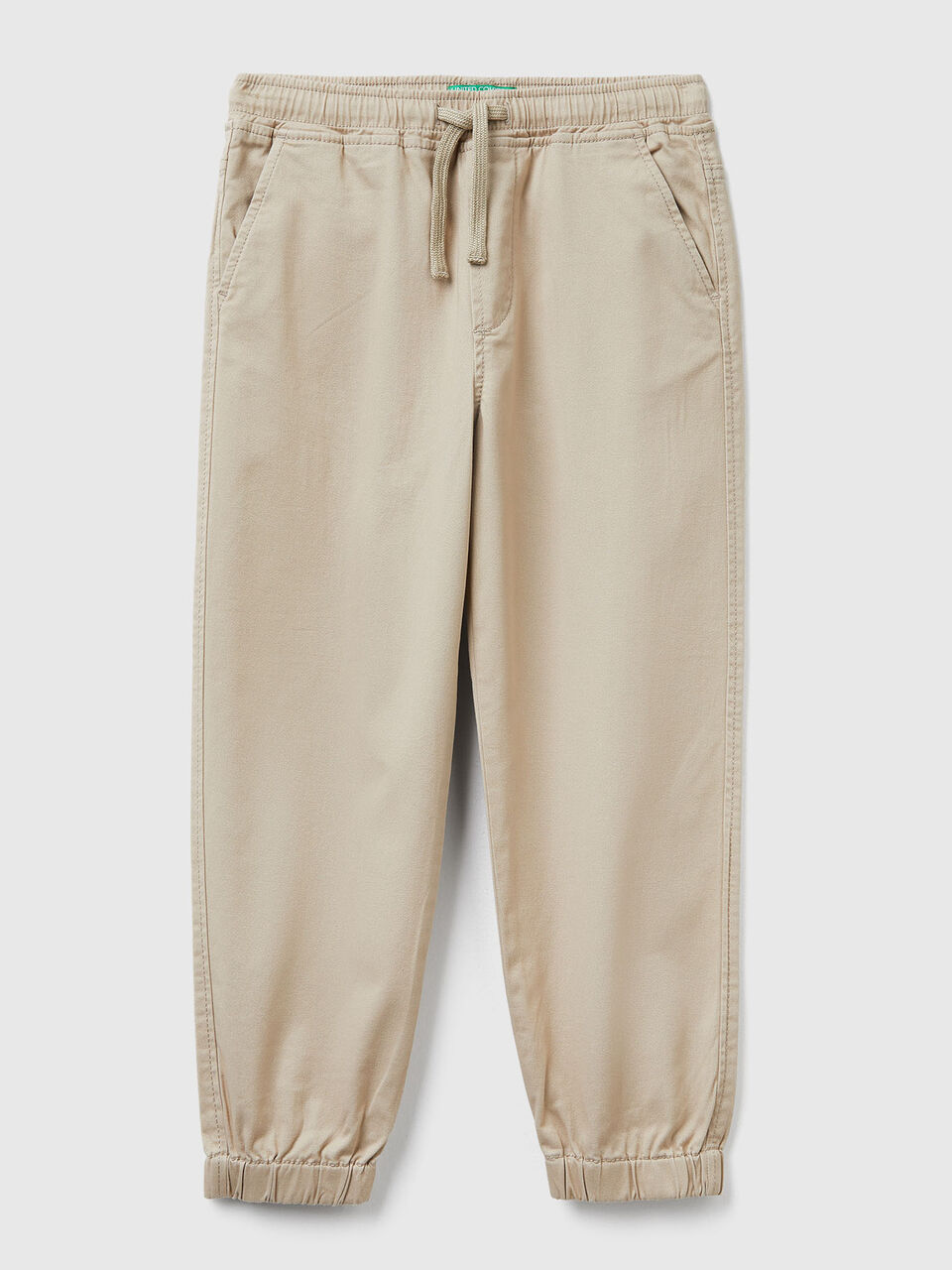 Stretch cotton joggers with drawstring
