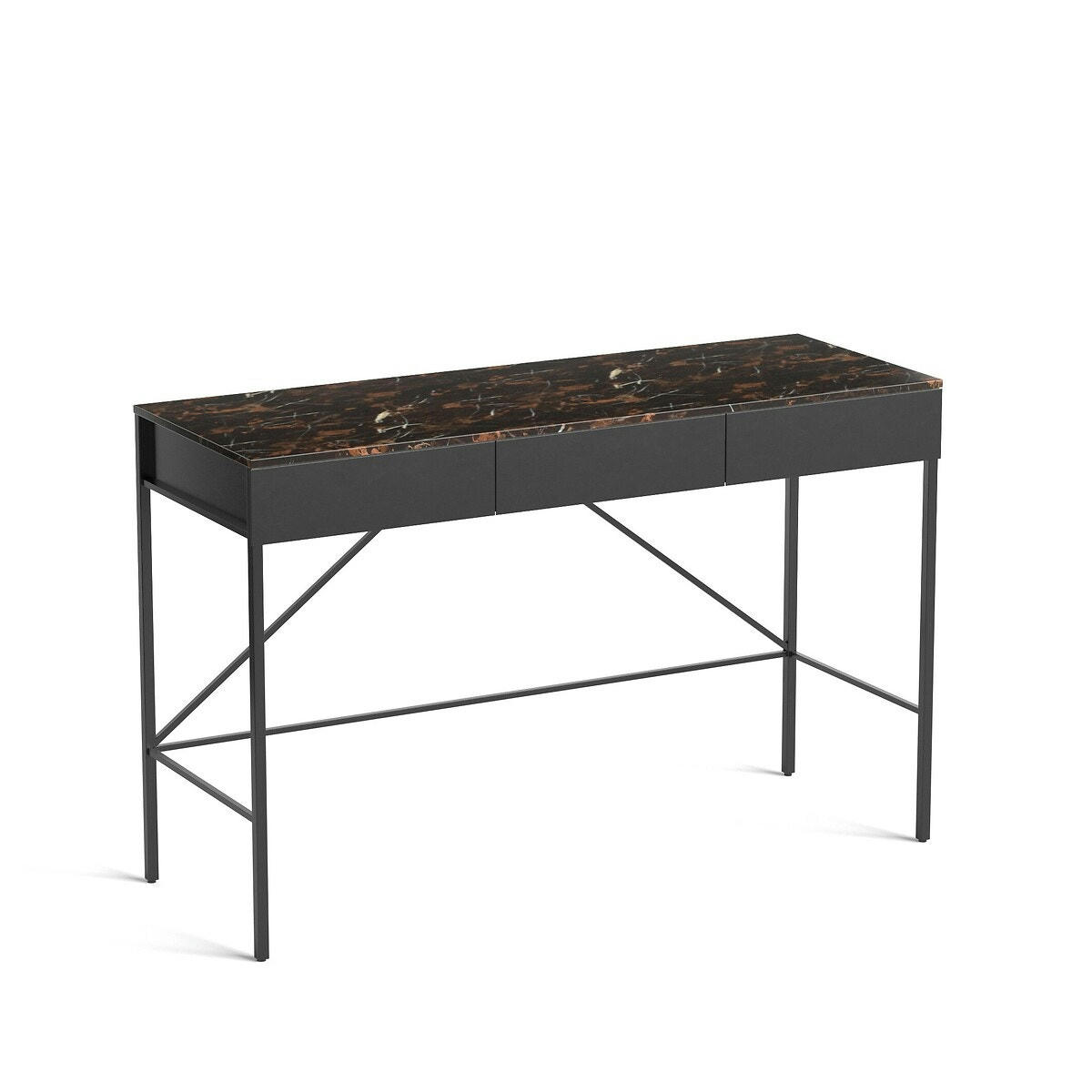 Bureau console plateau marbre ambré, Fébée