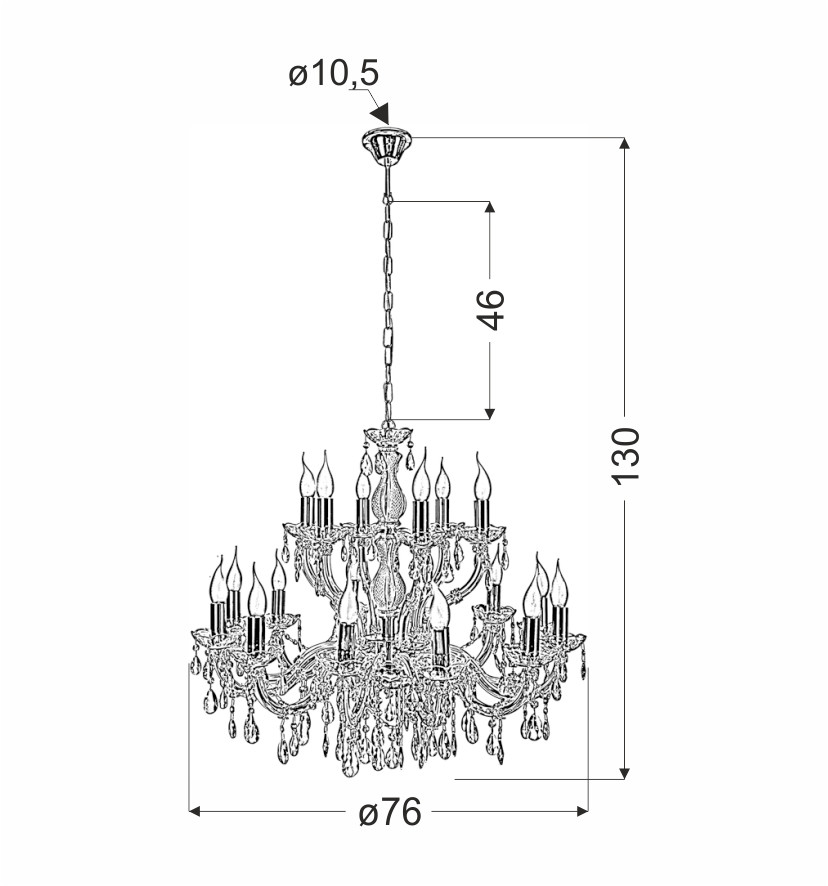 Żyrandol złoty MARIA 18xE14x40W wym:130x76x76 Candellux