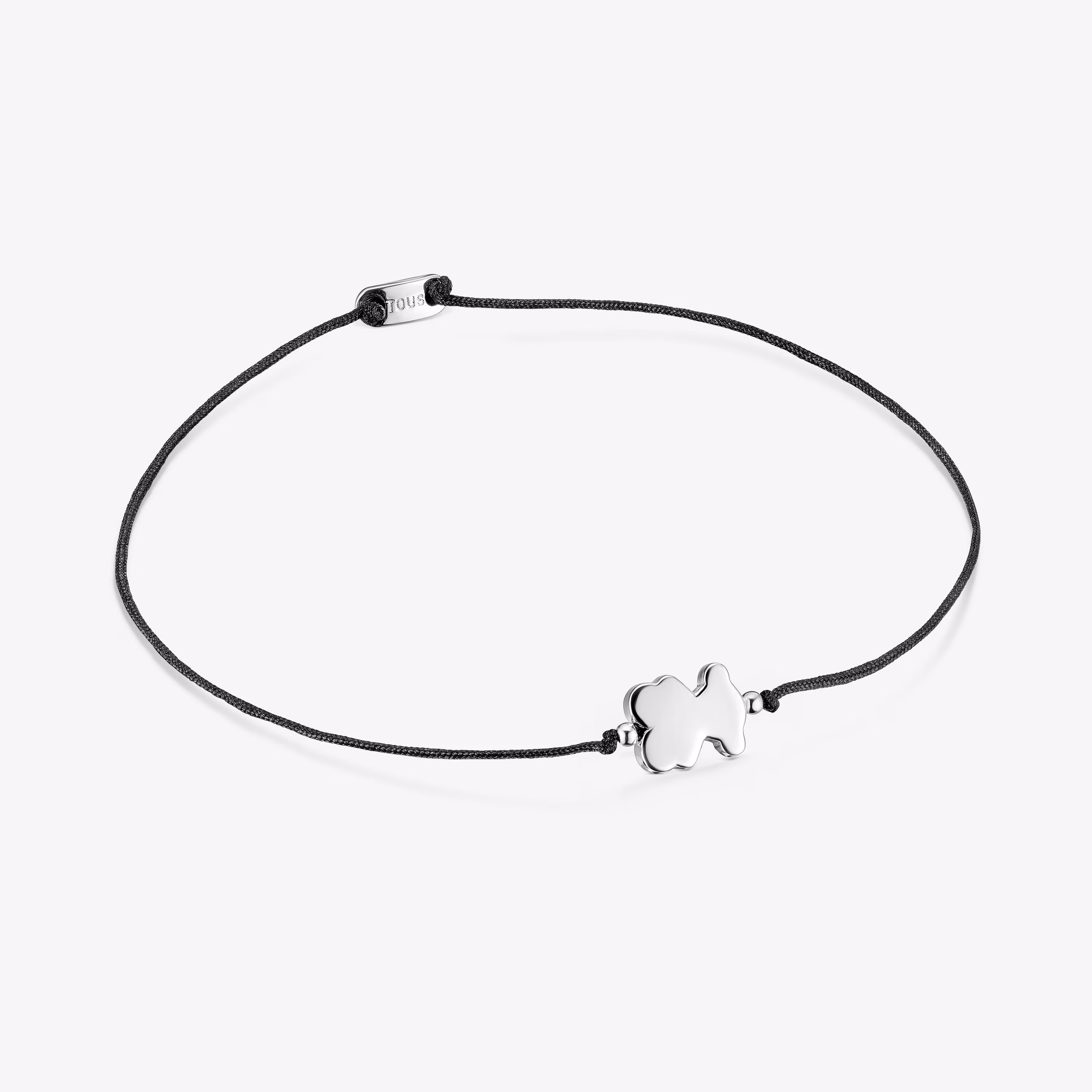 Pulsera de plata y nylon negro con motivo oso Sweet Dolls