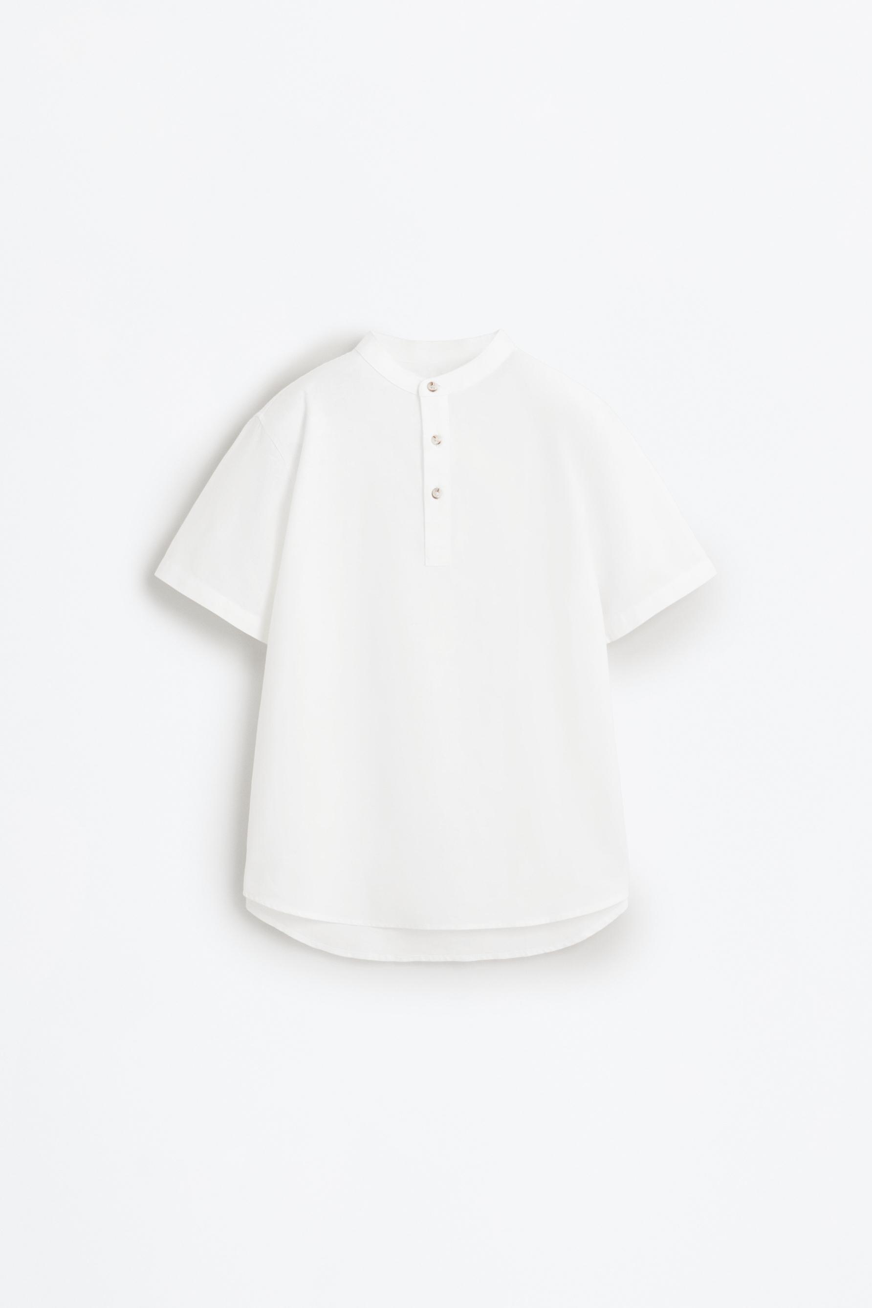 Camisa lino - algodón cuello mao