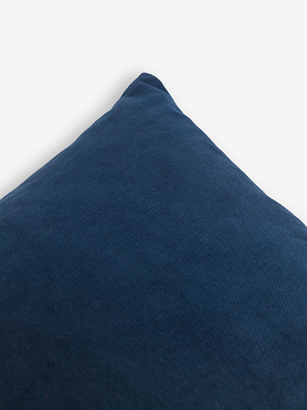 Coussin uni coton flamme petrole 45x45 bleu petrole
