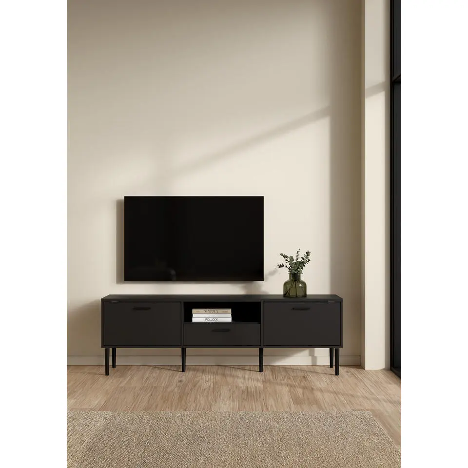 Tv-meubel Zwart - 180x40x57cm - Media