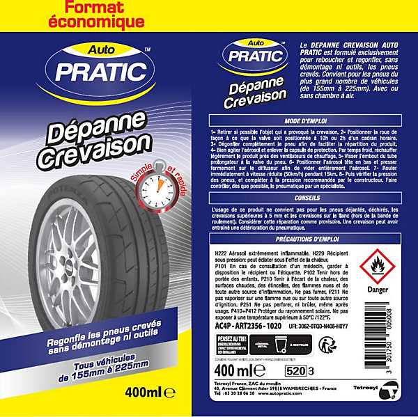 Dépanne anti-crevaison Auto Pratic 400 ml