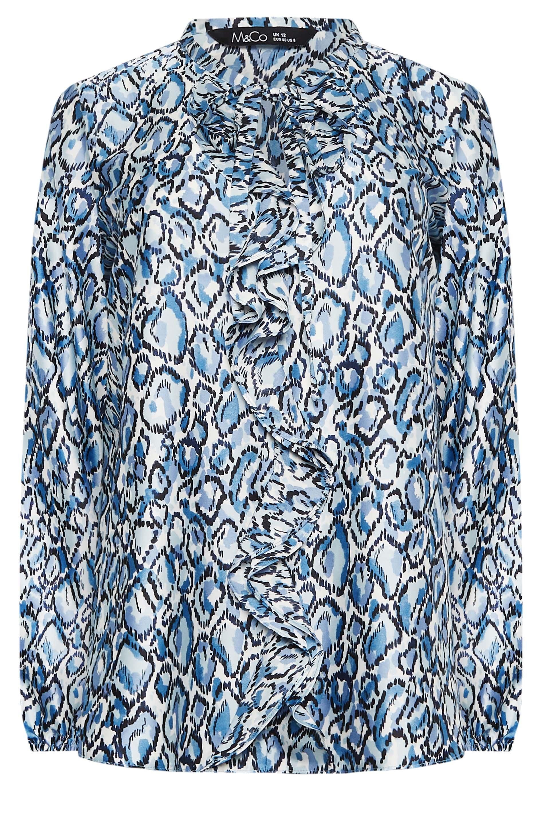 M&Co Printed Tie Neck Blouse