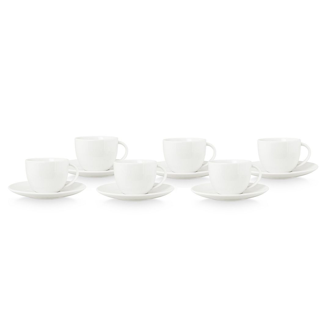 vtwonen - Theeset - Theekopjes en schoteltjes - Wit - 175ml - Serviesset van 6
