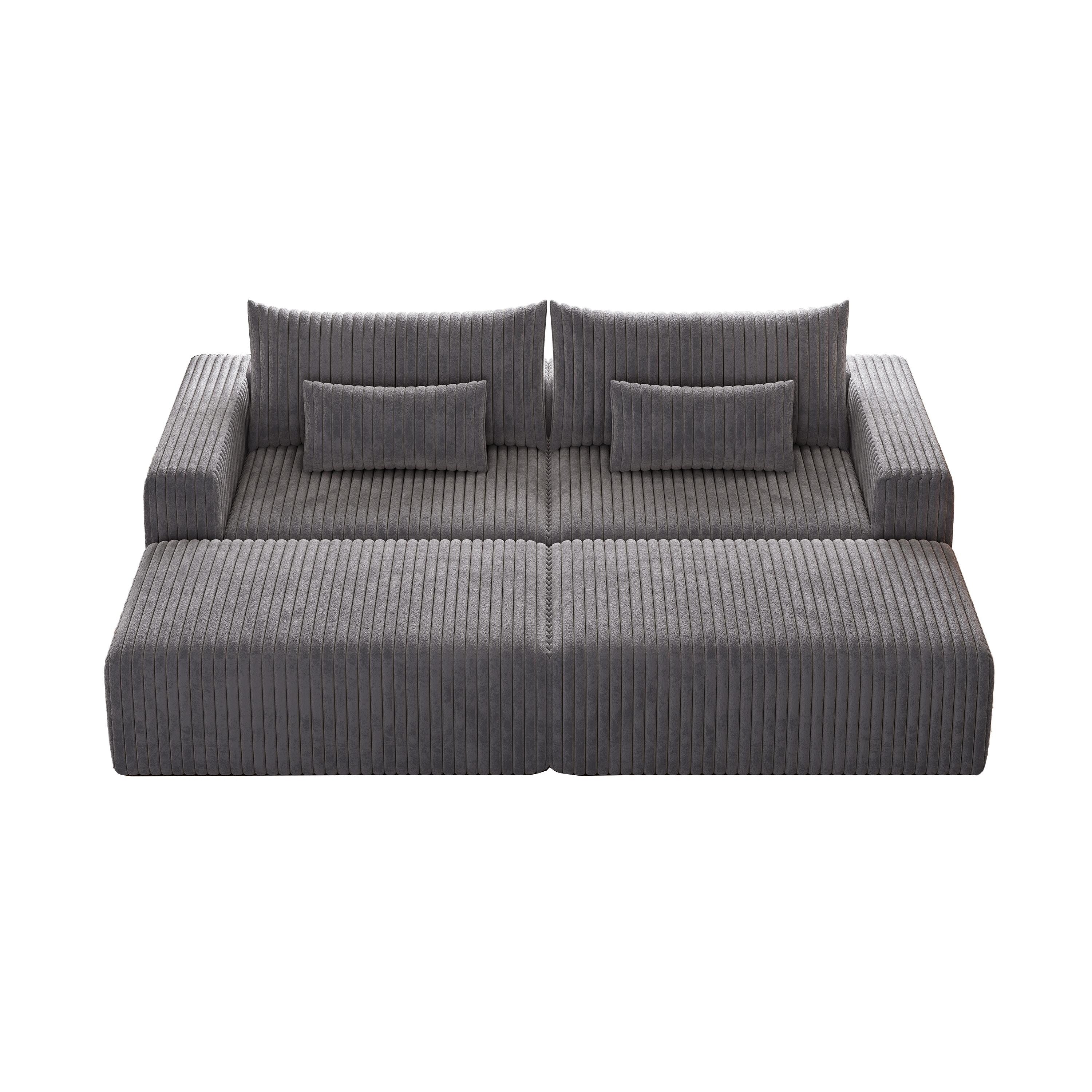 102 Modular Couch Cloud Plush Loveseat Sectional Sofa with 2 Ottoman