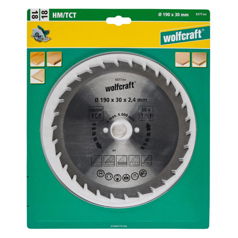 Lame de scie circulaire Ø 190 x 30 mm WOLFCRAFT